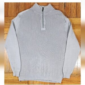 Tommy Bahama 1/4 Zip Pullover Men Sz XL Gray Shoulder Patches Knit Sweater